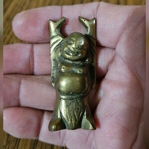 Brass Mini 2" Happy Buddha Statue Figurine-Laughing Buddha or Ho Tai (Budai)